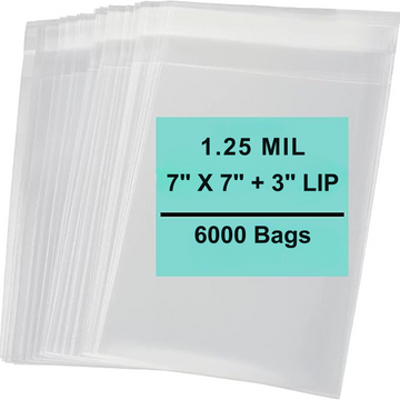7X7+3 inches Lip and Tape Resealable Bags Co-Extruded 1.25 Mil PPE